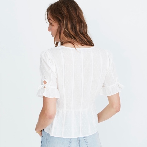 Madewell Tie-Sleeve Polka Dot Wrap Top - Picture 2 of 8